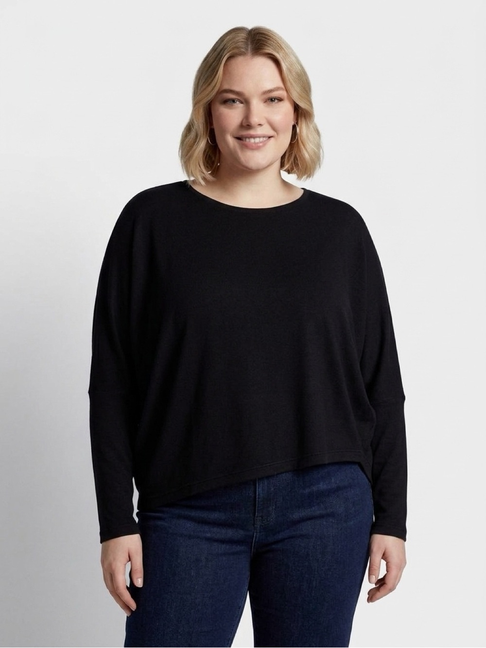 Women's Black Crew Neck Pullover Sweater